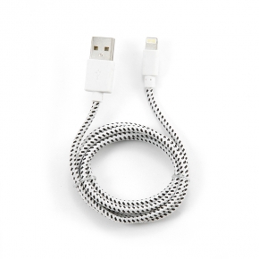 USB - Apple Lightning дата-кабель Konoos в нейлоновой оплетке 1 м, белый